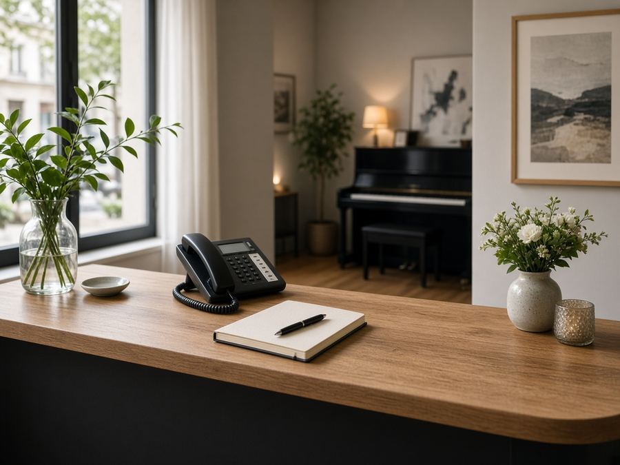 Contact desk at Dispofabul Atelier in Basel